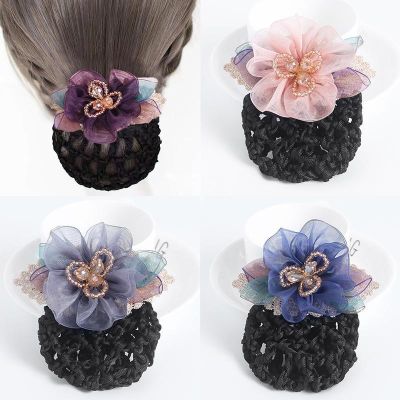 New career net pockets hair accessories fashion flower accessories nurses flight attendants work special hair clips