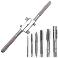 7Pcs 7.7Inch Long T-Handle Ratchet Tap Holder Adjustand Wrench with M4-M12 Machine Screw Thread Metric Plug Tap