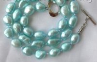 Hot sale Free Shipping stunning 8-9mm baroque blue freshwater cultured pearl necklace 16"