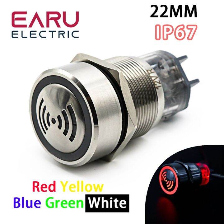22mm IP67 Ultrashort Flash LED Alarm Indicator Light Signal Lamp Flashmetal Buzzer 12V 24V 220V