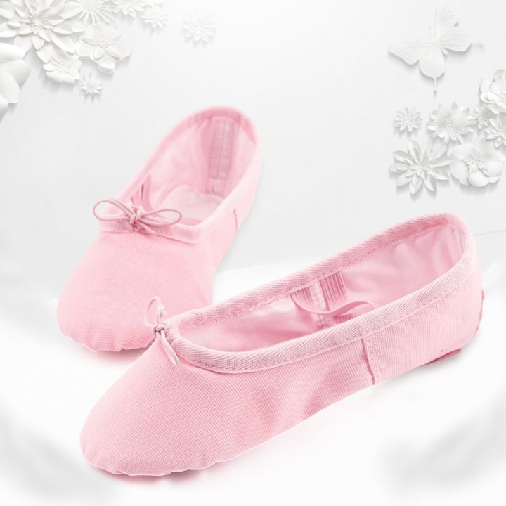 hot-dt-wholesale-5-pairs-ballet-shoes-cotton-canvas-split-soft-sole-pink-kids