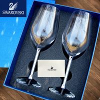 Quality goods Swarovski Crystal Diamond Red Wine Glass Set Home Wine Champagne Goblet Engraved Wedding Gift