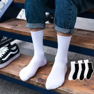FUNI Unisex Basic Socks Plain Ankle Sock Iconic Socks student socks white  sock black socks