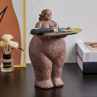 Resin Rough Fat Woman Tray Figurines Classical Desktop Storage Decorative Lady Crafts Abstract Figures Statues Decor