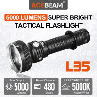 ACEBEAM L35 Powerful Flashlight 5000 High Lumens 525 Yard Long Rang Throw  Tactical Flashlight for Duty  Search and Outdoor Use Rechargeable  Flashlig