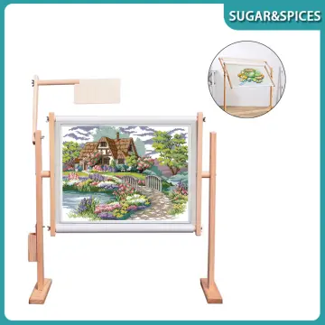 Wooden Embroidery Stand Adjustable Cross Stitch Holder Frame Rack Floor  Stand