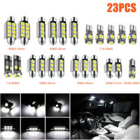 23Pcs T10 5050 รถหลอดไฟ LED ภายในโดม Trunk ป้ายทะเบียนโคมไฟชุดสีขาวสำหรับ Bmw E53 E60 E90 หลอดไฟ LED-Laojie