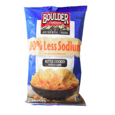 📌 Boulder Canyon 60 Less Sodium Potato Chips 142g โบลเดอร์แคนยอน มันฝรั่งทอดกรอบโซเดียมน้อย 60% (จำนวน 1 ชิ้น)