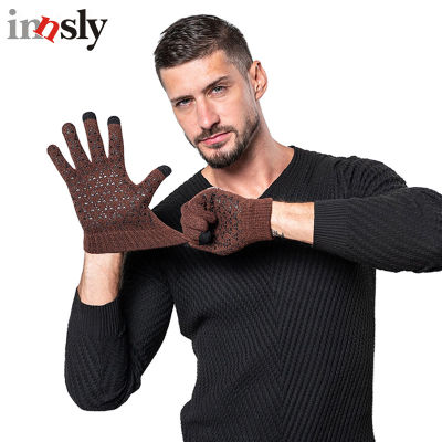 Winter Knitted Men Gloves Non-slip Rubber Touch Screen High Quality Thicken Warm Gloves
