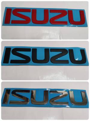 พลาสติกชุบโครเมี่ยม คำว่า ISUZU EURO2 ติดหน้ารถ 6 ล้อ ขนาด 8x41 ซม. สีแดง สีเงิน สีดำ ติดรถ แต่งรถ อีซูซุ