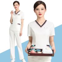 Female Beauty Salon Cosmetologist Short Sleeve Work Clothes Waitress Clothing Hotel Uniform Reception Manicurist Uniform