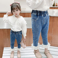 IENENS Kids Baby Girls Casual Clothes Pants Slim Straight Jeans Children Infant Toddler Fashion Denim Clothing Long Trousers Girl Elastic Waist Bottoms 1 2 3 4 5 6 7 Years