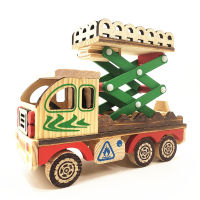 Decoration New Color Engineering Vehicle Wooden Model Car Decoration Wooden Dumptruck Mixer Model Factory Supply