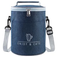 [COD] Outdoor storage bag round horse gas anti-collision stove flat tank tableware drum