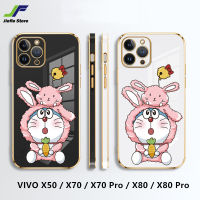 เคสโทรศัพท์เพลงแมวกระต่ายการ์ตูนใหม่ JieFie กันกระแทกสำหรับ VIVO X50 / X70 / X70 Pro / X80 / X80 Pro โดราเอมอนน่ารักเคสห่อหุ้ม TPU