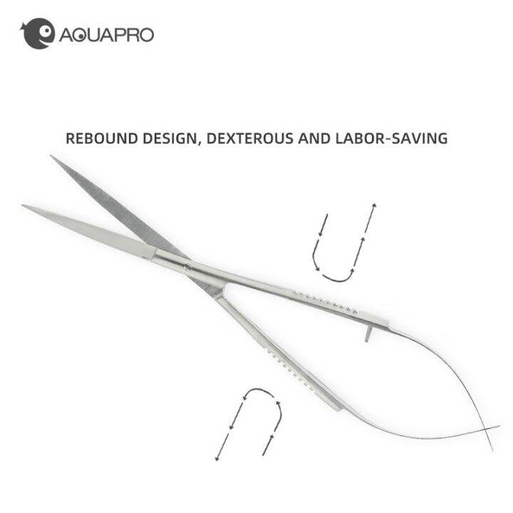 aquapro-16cm-กรรไกรสปริงพิพิธภัณฑ์สัตว์น้ำสแตนเลสกรรไกรตัดพืชปลาอุปกรณ์อุปกรณ์ทำความสะอาด