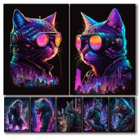 80S Pop Art Neon Punk Humanimal โปสเตอร์ Aesthetic ภาพวาดผ้าใบ Wall Art Gaming Kawaii Room Decor