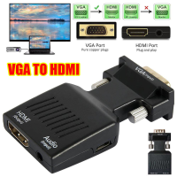 1080P VGA to HDMI Video Converter Adapter with Mini USB Power Cable 3.5mm Audio Cable vga2hdmi for HDTV DVD PC