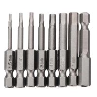 8 PCS 1.5MM 2MM 2.5MM 3MM 4MM 5MM 6MM 8MM Drill Bit Set Hex Head Allen Wrench Screwdriver Socket 6.35mm/1/4" Shank Metric