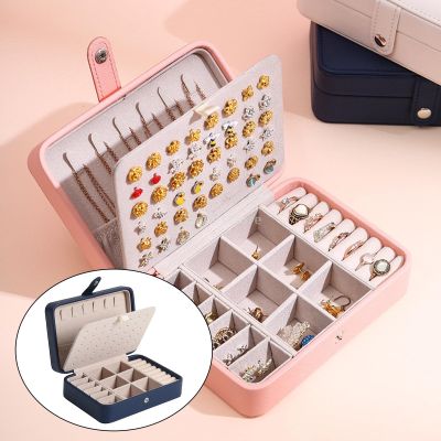 ↂ☼ 2022 Portable Jewelry Box Jewelry Organizer Display Travel Jewelry Case Boxes Button Leather Storage Zipper Jewelers Joyero