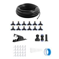 Outdoor Misting System Garden Sprinkler 33FT(10M), DIY Misting Line, 12Pcs Brass Nozzle (3/4inch), Garden Greenhouse Trampoline