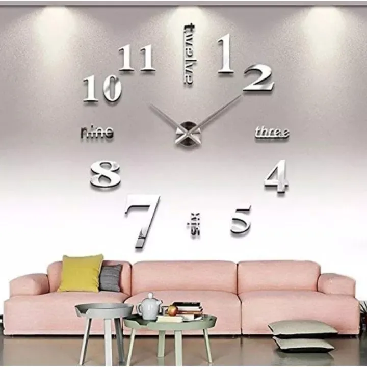 3D Wall Clock Creative Diy Mirror Stickers Frameless Living Room Home  Office Decor Mute Clock Art | Lazada Ph