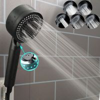 5 Modes Black Shower Head High Pressure Bathroom Shower Water Saving Pressurized Nozzle Watering Can Powerful Showerhead Showerheads