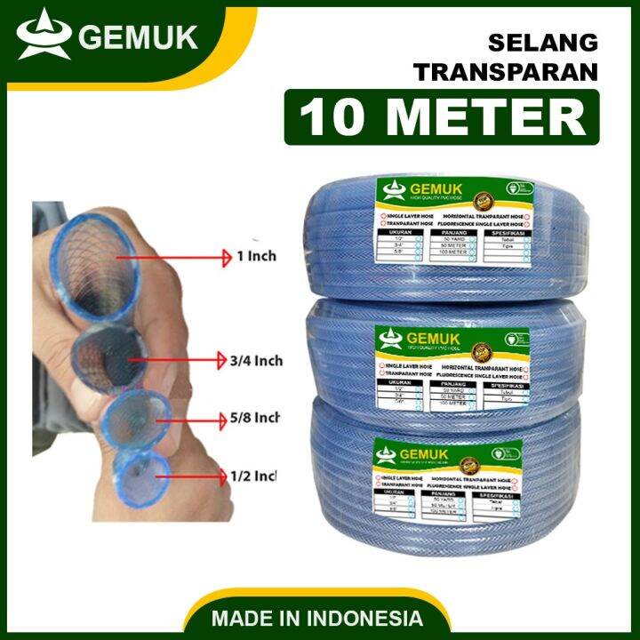 SELANG AIR TRANSPARAN 10 METER / SELANG AIR SERAT BENANG PVC / SELANG ...