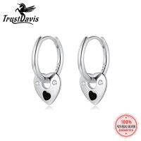 Trustdavis Real 925 Sterling Silver Luxury Heart Star Zircon Hoop Earring For Women Office Lady Fine 925 Jewelry Gift LB517