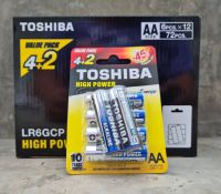 พร้อมส่ง- ถ่าน AA TOSHIBA ALKALINE SIZE AA 1.5V แพค 6 ก้อน ถ่านอัลคาไลน์ ถ่านไฟฉาย