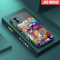 JIUMOO เคสสำหรับ VIVO Y15s Y15a Y01การ์ตูนอลิซในแดนมหัศจรรย์ฝ้าแบบบางปลอกแข็งกันแรงกระแทกขอบซิลิโคนอ่อนนุ่มเคสโทรศัพท์มีลายคลุมทั้งหมดป้องกันเลนส์กล้อง