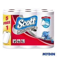 Scott ผ้าขนหนูม้วนครัว (55 แผ่น x 5 + 1 ม้วน)