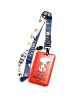 SNOOPY สายคล้องคอ สายคล้องบัตร ซองใส่บัตร ที่ใส่บัตร พร้อมสายคล้องคอ (2cm)  ลาย    FEARLESS  RED   สำหรับบัตร 5.5x8.5cm (body 7x11cm) NPNN