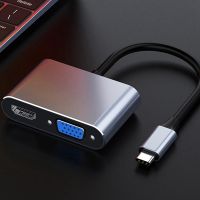 2X USB C to VGA Multiport Adapter 4K Type C USB-C HUB Video Projectors Converters Port Adaptor for Pro