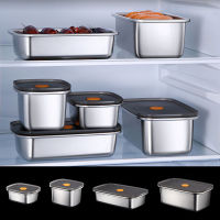 Stainless Steel Refrigerator Sealed Food Containers Storage Box Fruit Vegetable Fresh-Keeping Box Kitchen Rectangular Organizer