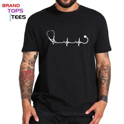 Heartbeat Of Echoscope Doctor T Shirt Funny Print T Shirt Men Short Sleeve Cotton O-Neck T-Shirt Plus Size Tops Tee