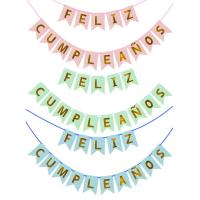 ⊕┋✴ 1Pcs Spanish Letter Flag Birthday Happy Birthday Banner Decorations for Kids Adult Birthday Party Backdrop Pendant Decor