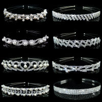 Luxury Rhinestone Crown Headbands Shiny Crystal Pearl Bride Hairbands for Women Girls Hair Hoops Bands Married Hair Accessories