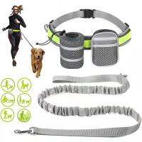 Running Sports Leash Suit with Waist Bag Reflective Handsfree Dog Leash Adjustable Waist Elastic Collar for Medium Big Dogs