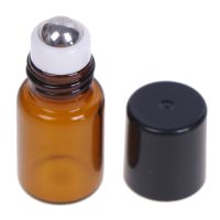 5pcs/Pack 1ml 2ml 3ml 5ml 10ml Amber Glass Roll On Roller Vials Brown Essential Oil Bottle Sample Test Bottle With Metal Ball