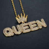 New Fashion Luxury Queen Crown Pendant Chain Iced Out Gold Color Stainless Steel Necklace For Women Jewelry Birthday Gifts