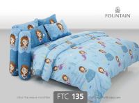 ผ้าปูที่นอนฟาวน์เทน FOUNTAIN รหัสสินค้า FTC135 เจ้าหญิงโซเฟีย สีฟ้า SOFIA THE FIRST PRINCESS ลิขสิทธิ์แท้ ขนาด 3.5ฟุต 5ฟุต และ 6 ฟุต สำหรับที่นอนสูง 13 นิ้ว