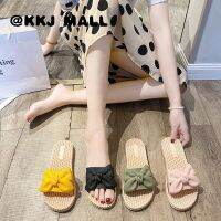 KKJ MALL Womens slippers fashion bow 2021 new Korean version of all-match non-slip sandals and slippers