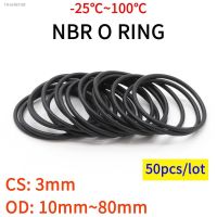 ◘✷✣ 10/50pcs NBR O Ring Seal Gasket Thickness CS 3mm OD 10 80mm Nitrile Butadiene Rubber Spacer Oil Resistance Washer Round Shape