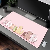 Mousepad เกมแมว Kawaii คอมพิวเตอร์ขนาดใหญ่แผ่นรองเมาส์เกมลื่น Otaku ยางแผ่นรองเมาส์สำนักงานอุปกรณ์เสริมโต๊ะทำงานเดิม XXL