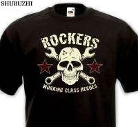 เสื้อผ้าตลกลำลองแขนสั้นเสื้อยืด ROCKERS WORKING CLASS HEROES - RocknRoll Rockabilly Punk Rocker Skull T-Shirt