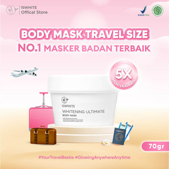 ISWHITE Body Mask Travel Size 70gr Pencerah Tubuh Body Mask Mini Size