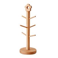 Solid Wood Mug Holder Beech Wood Cups Coffee Cup Stand Kitchen Tea Mug Storage Rack Jewelry Organizer