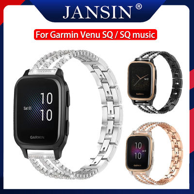 สาย Garmin Venu SQ นาฬิกาอัจฉริยะ สายโลหะ Chain สายนาฬิกา garmin venu sq music สายรัดสแตนเลสของ bling Bracelet สายนาฬิกา