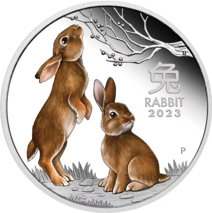 ใหม่ปี-2023-กระต่ายออสเตรเลียสัตว์เหรียญที่ระลึกเงินสีสัน-elizabeth-ii-ของที่ระลึกของขวัญปีใหม่-kdddd